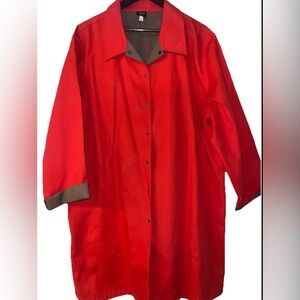 Eileen Fisher DoubleFaced Cotton Rain Jacket Coat Red L/XL Classic Waterproof